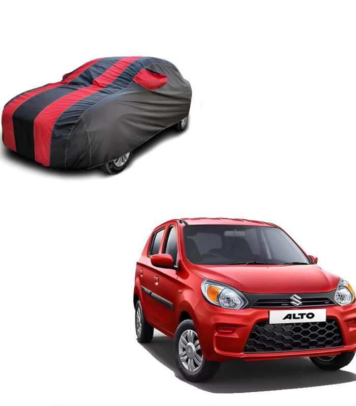 Maruti Suzuki Alto 800 Double Colour Lining Car Body Cover (Black/Red)