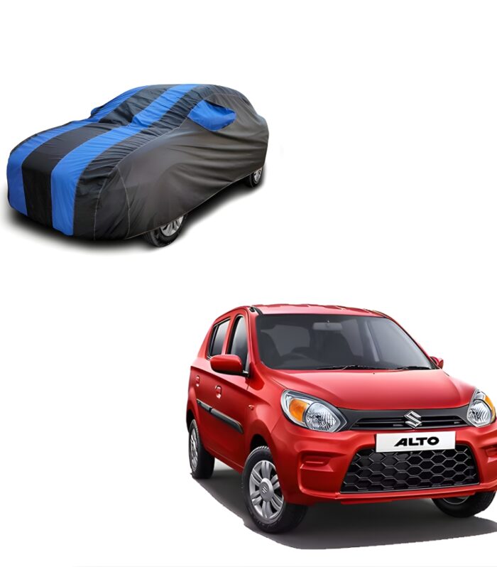 Maruti Suzuki Alto 800 Double Colour Lining Car Body Cover (Black/Blue)
