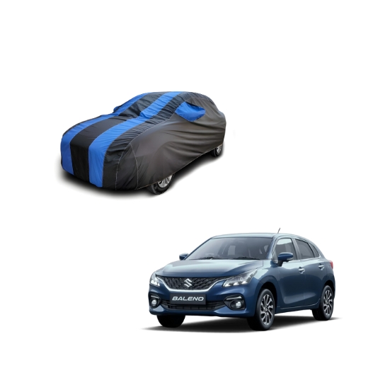 Maruti Suzuki Baleno Double Colour Lining Car Body Cover (Black/Blue)