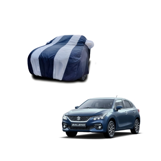 Maruti Suzuki Baleno Double Colour Lining Car Body Cover (Blue/Grey)