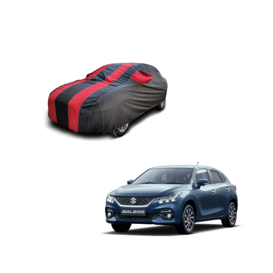 Maruti Suzuki Baleno Double Colour Lining Car Body Cover (Black/Red)